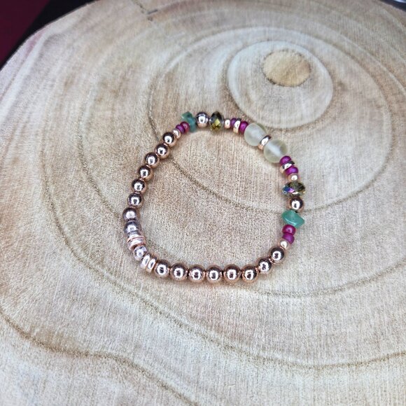 Fluorite and Cherry Quartz Bracelet | Handmade Crystal Jewelry - Picture 6 of 8